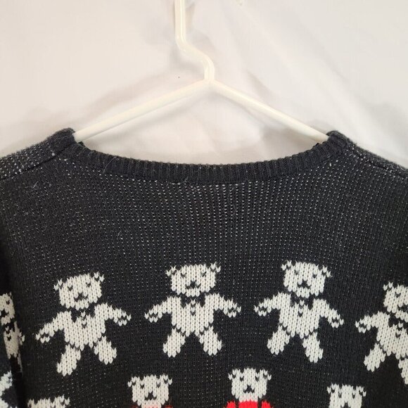 Teddy Bear Tuxedo Ugly Sweater Rainbow Strip Black & White Vtg Unisex Holiday - Picture 7 of 10